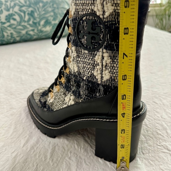 Tory Burch Miller Wool Lug Sole Boucle Tweed Ankle Booties size 8.0 - Picture 5 of 6